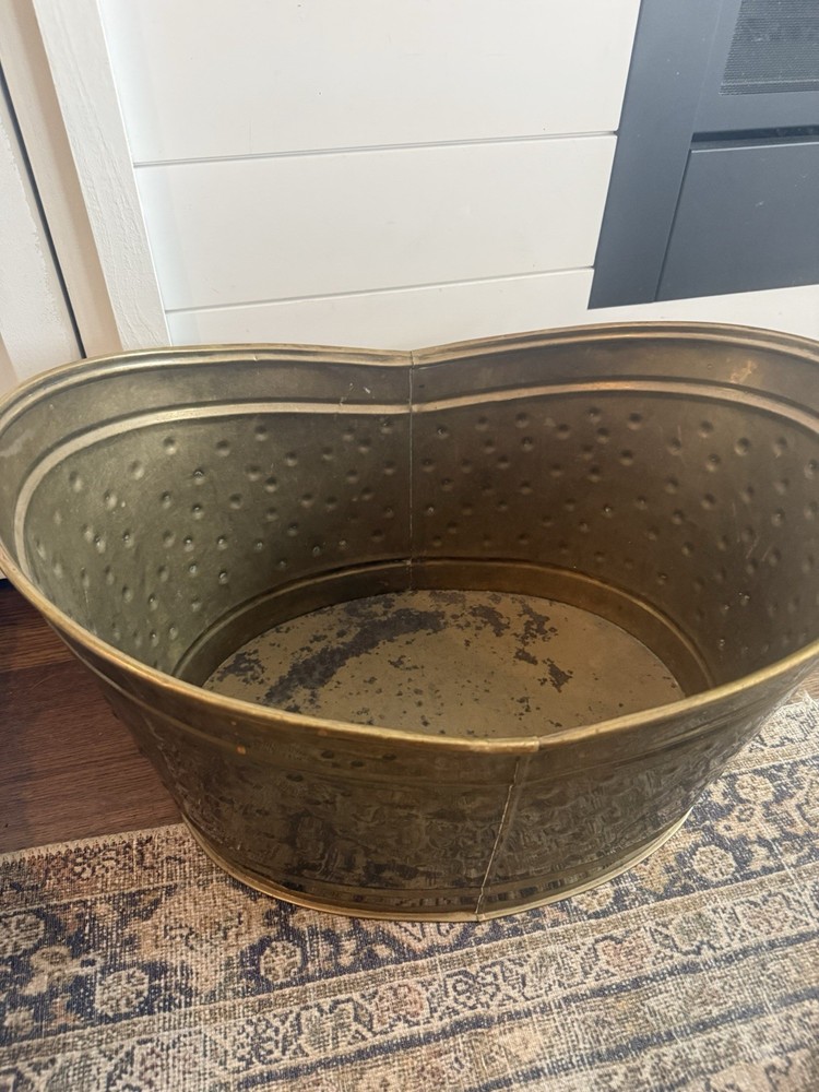 Hammered Brass Coal Hod Vintage Decorative Fireplace Container