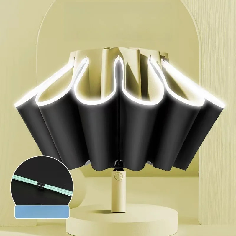 Automatic Folding Umbrella 20 Rib Reverse Windproof Reflective Business Use
