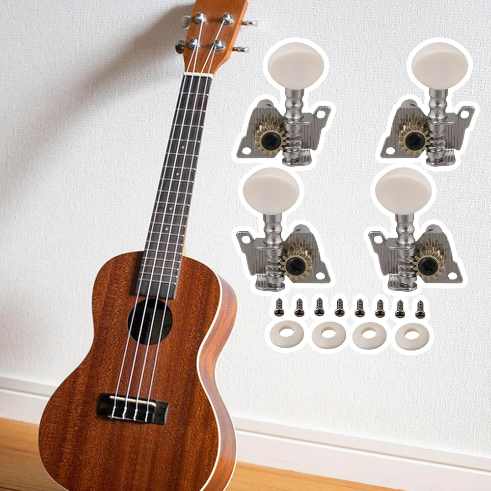 2R2L Tuning Peg Machine Head Tuners 4 String Guitar with Creamy-White Button