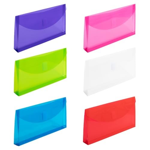 Plastic Expansion Envelopes with Hook & Loop Closure #10 - Pack of 6 Assorted