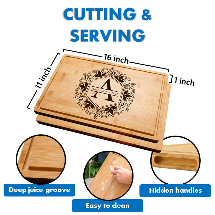 Custom Bamboo Cutting Board Personalized Charcuterie Board Engraved Wedding Gift
