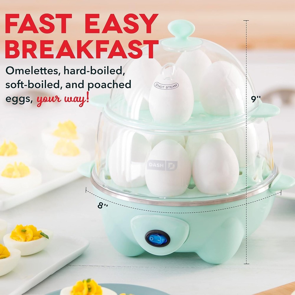 DASH Deluxe Express Two-Tier Egg Cooker Black 12 Egg Capacity NEW,no Box