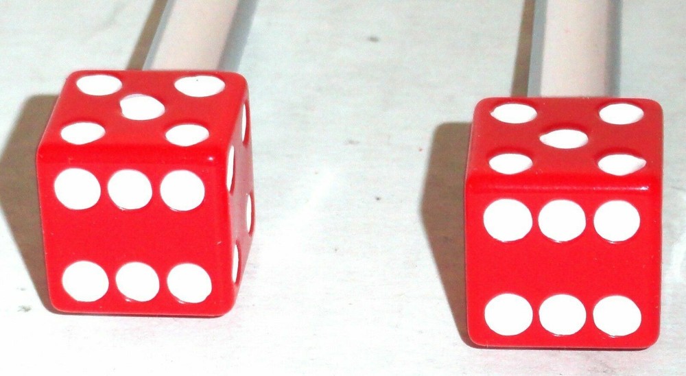 door lock knobs(2) red dice screw on for older Peterbilt Kenworth Freightliner