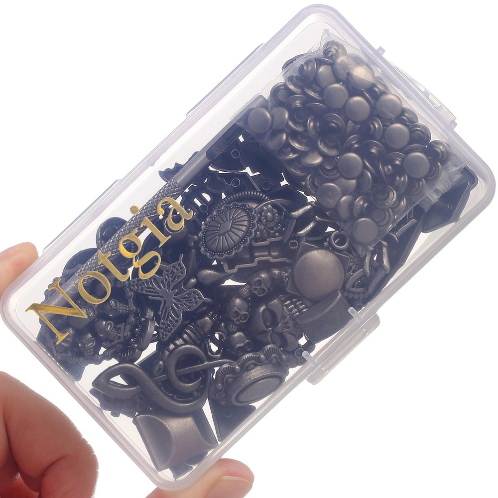 70Sets Assorted Conchos Mixed Antique Silver Color Studs Spikes and Studs Riv...