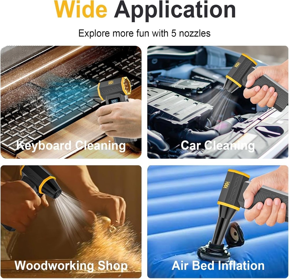 Rechargeable Mini Turbo Blower for Effective Dust Cleaning - 4 Speed Adjustable