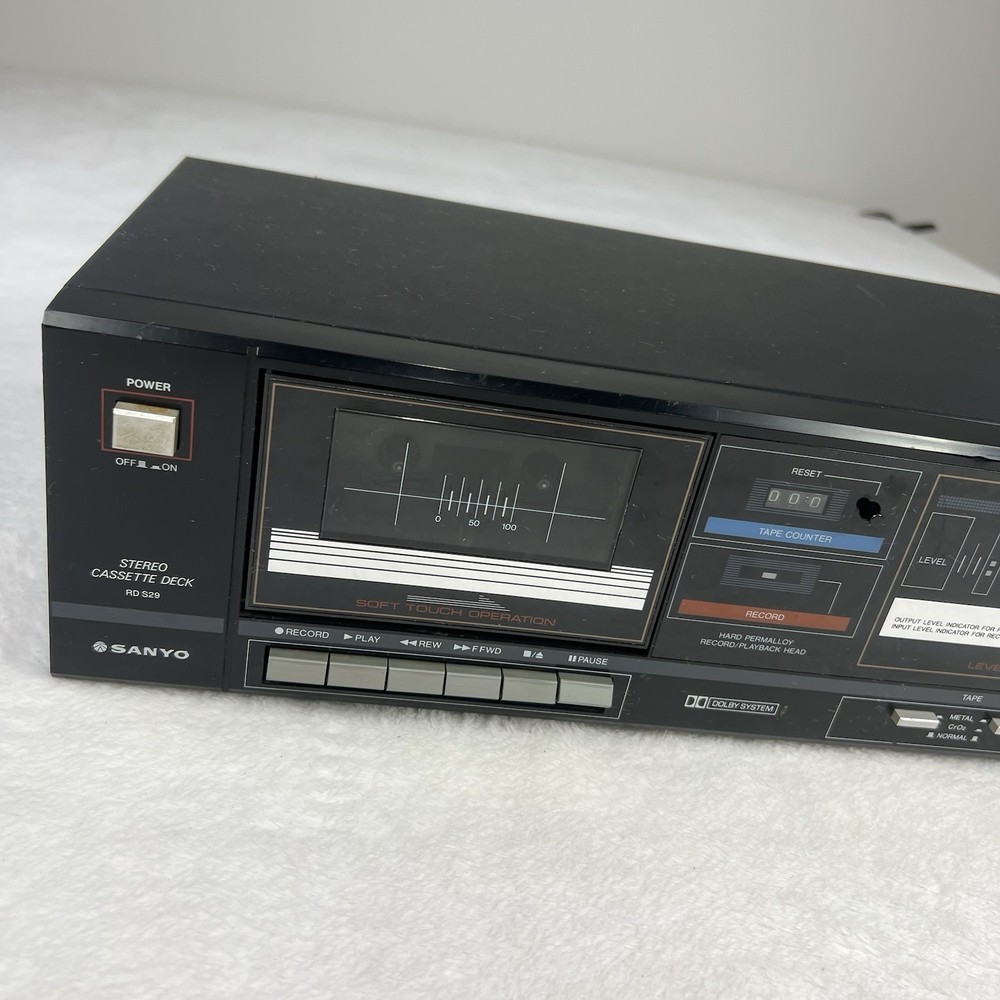 Sanyo RD S29 Stereo Cassette Deck Dolby System Audio Player Recorder Tested