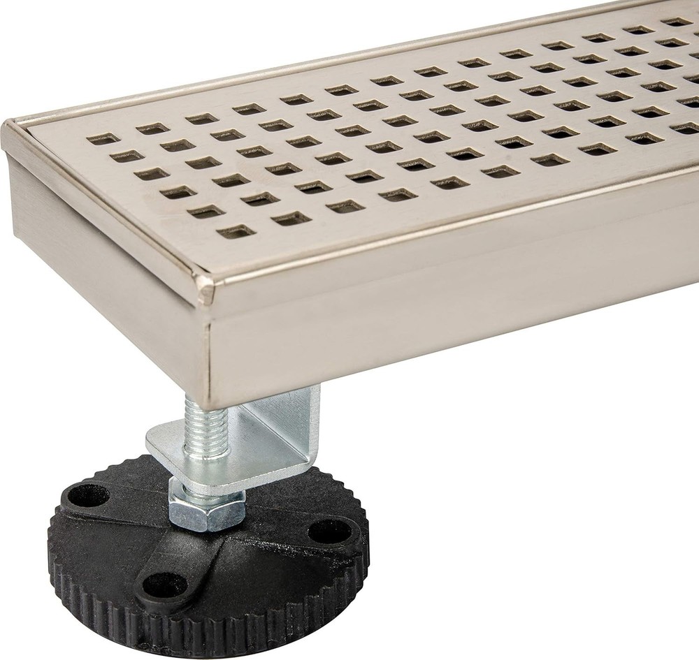 PF3001-CH 24” Square Pattern Bathroom Linear Drain, Designer Brushed Nickel