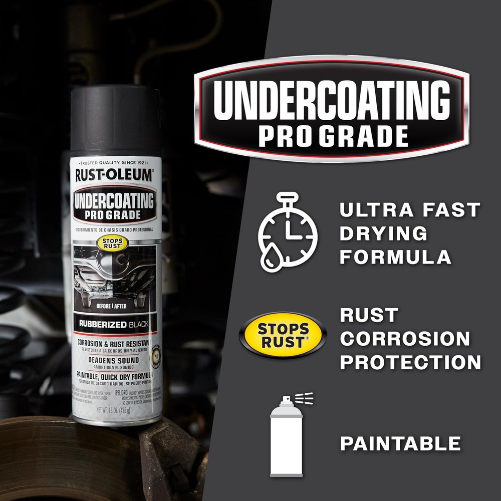 Stops Rust Undercoating Spray Rubberized Black 15oz 6 Pack