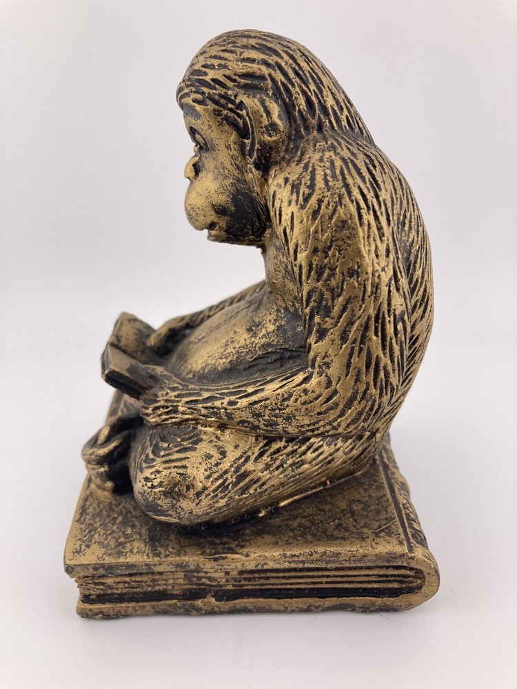 Vintage Ceramic Monkey Reading a Book Single Bookend Statue