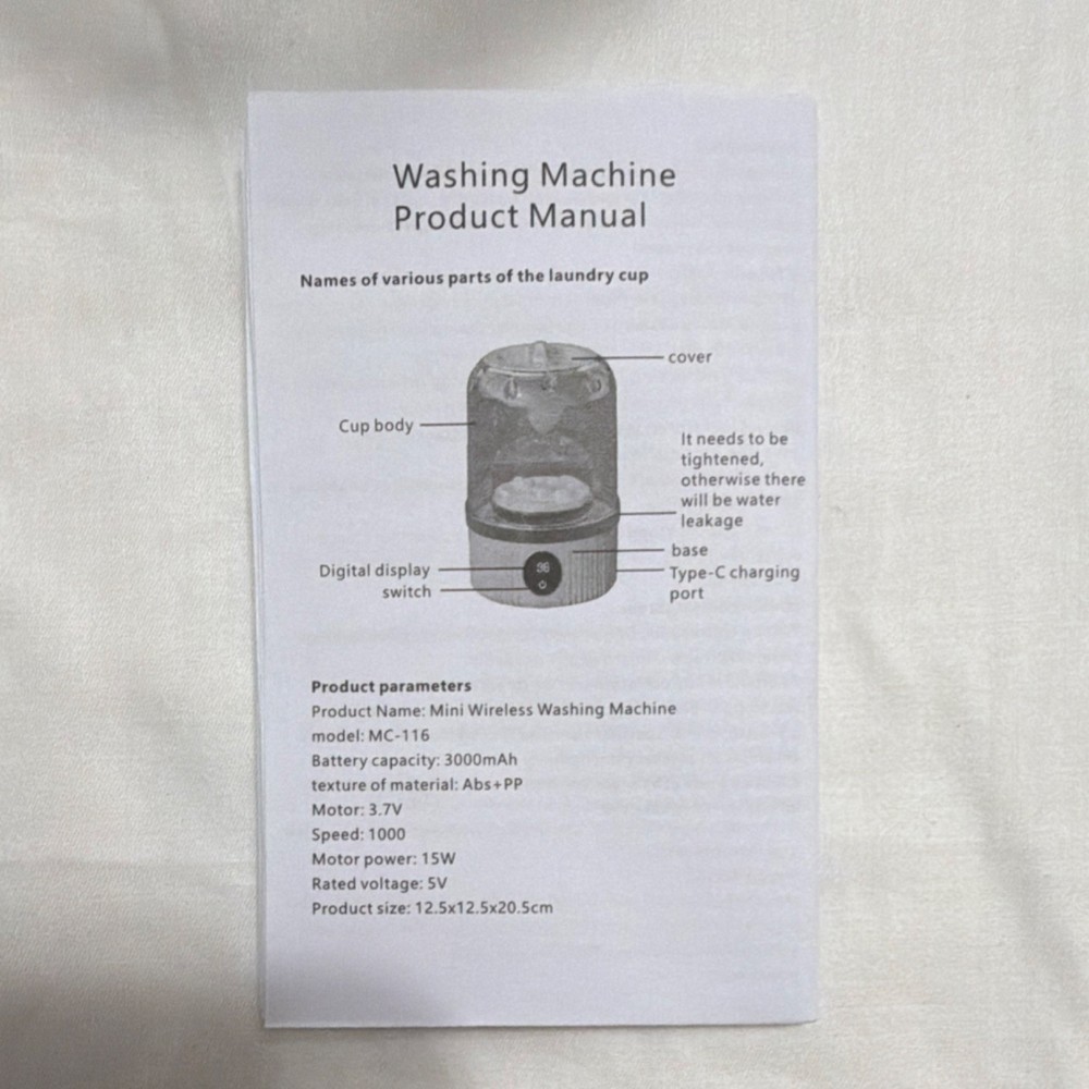 MC-116 Mini Washing Machine, Wireless Charging, Digital Display, Antibacterial,…