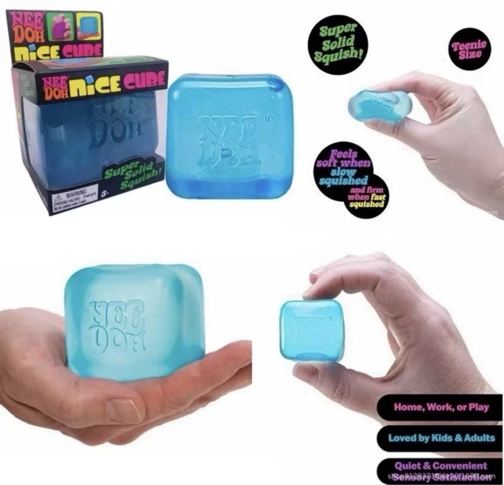 Nee Doh Nice Cube - Super Solid Squish! (Blue) - Brand New/Factory Sealed!
