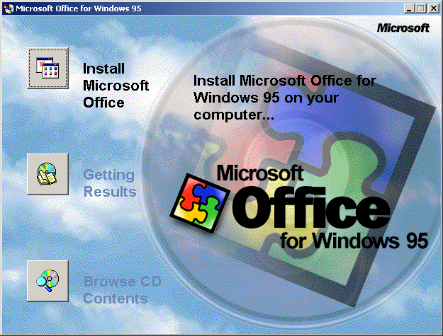 Vintage Microsoft Office Pro for Windows 95 on CD-ROM Word Excel PowerPoint