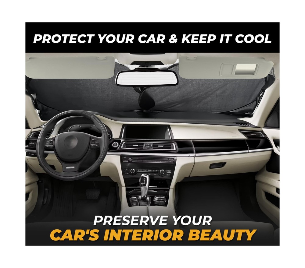 Car Shade Front Windshield, Small (59" x 29") - 240T Reflective Polyester Sun...