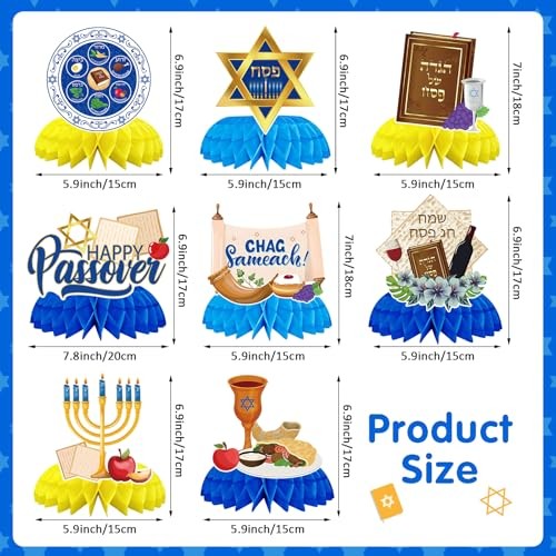 8 Pcs Passover Table Decorations, 3D Double Sided Passover Honeycomb