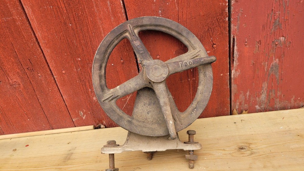 Vintage 10-3/4 " Cast Iron Pulley WITH SURFACE FOOT MOUNT
