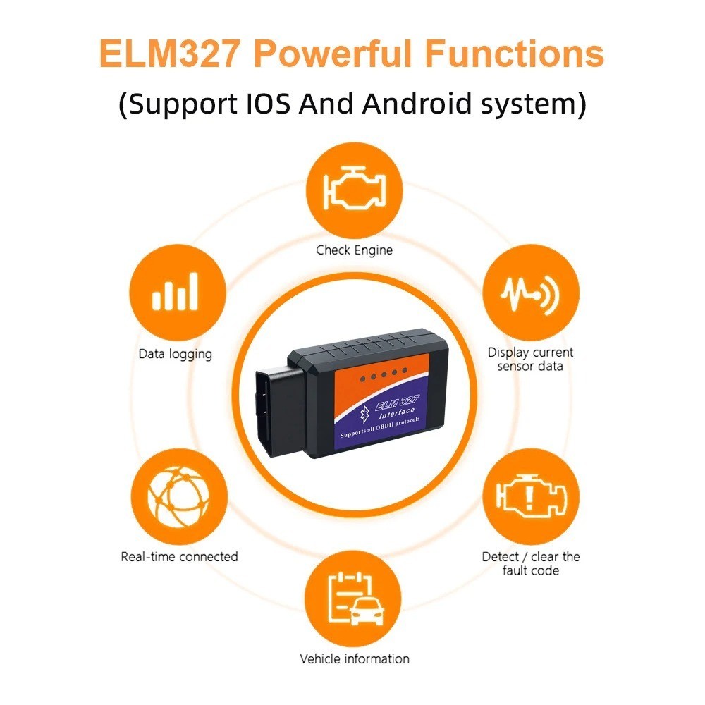 ELM327 V2.1 Bluetooth OBD2 Scanner Car Diagnostic Code Reader Android iOS Tool