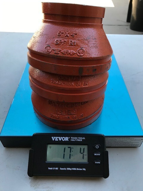 QTY 1 -  SPF  grooved pipe concentric reducer  6" to 4"