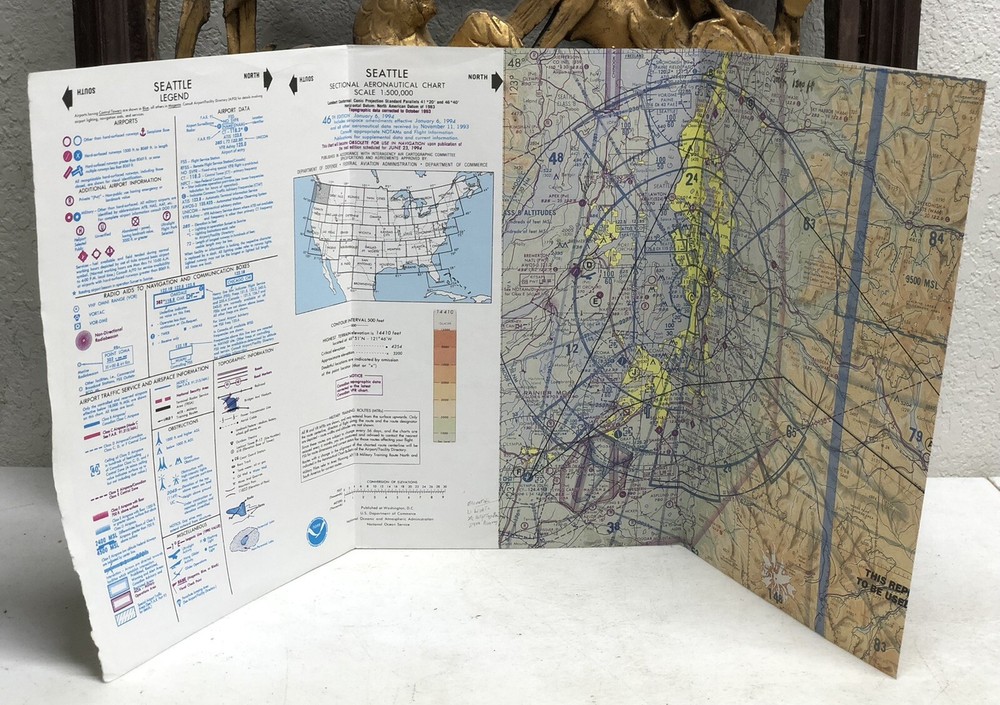 1994 NOAA SEATTLE Sectional Aeronautical Chart - 46th Edition