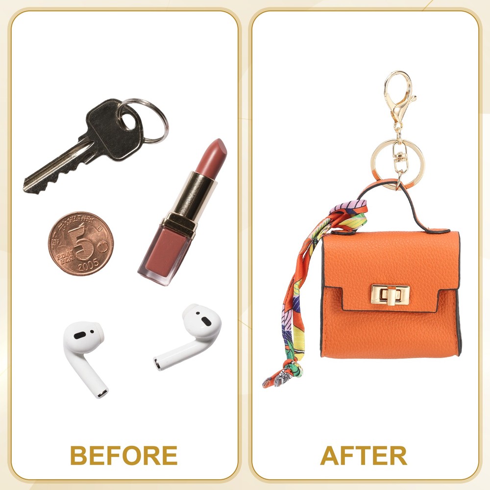 2 Pcs Mini Backpack Keychain Pouch, Red/Orange