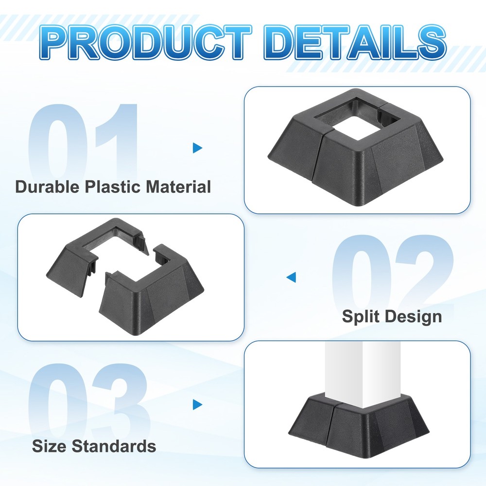 4 Pcs Post Base Cover, 1.3 x 1.3 Inch Square Split Style Post Base Cover