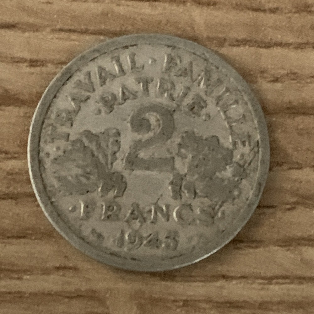 2 Francs Coin 1943 Old Cheap