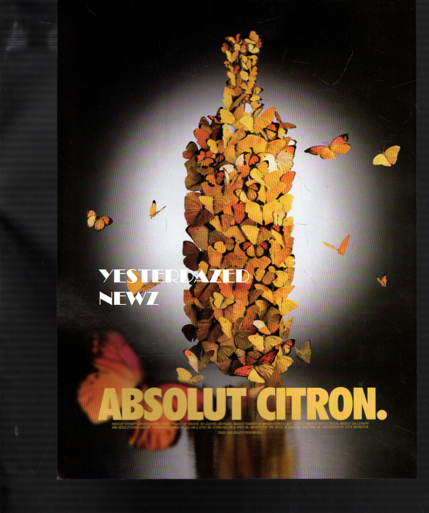 1998 Print Ad for Absolut Citron "Citrus Flavored Vodka"