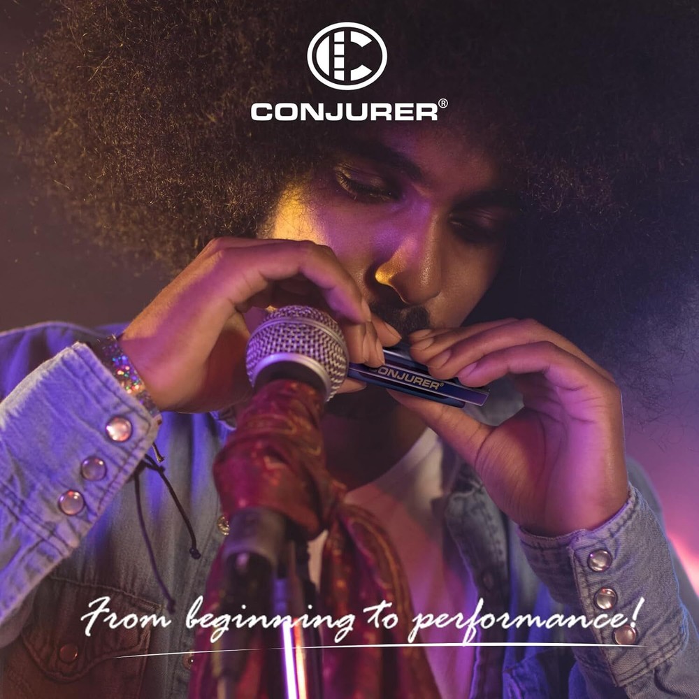 CONJURER Blues Harmonica for Beginner 10 Hole Diatonic Harmonica Phosphor Bronze