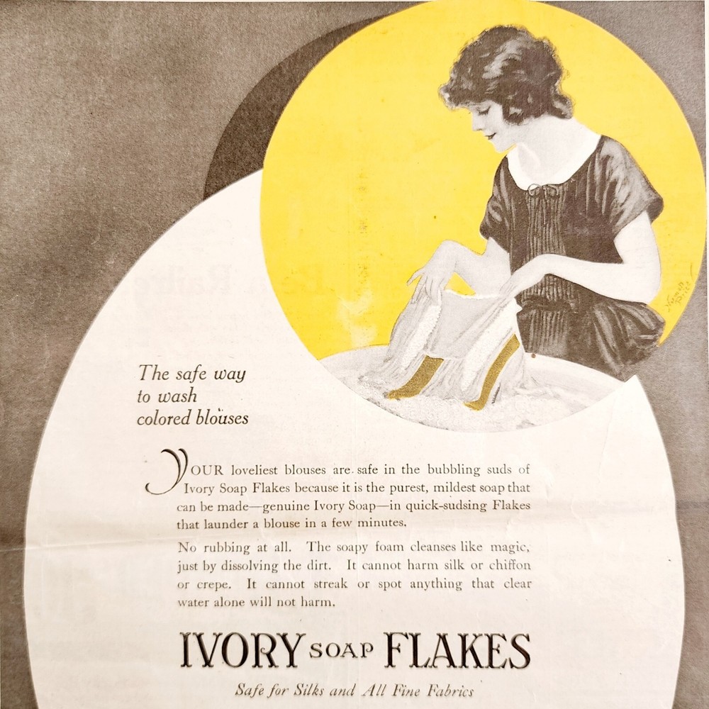 1920 Procter And Gamble Ivory Soap Flakes Advertisement Detergent Laundry HM2D