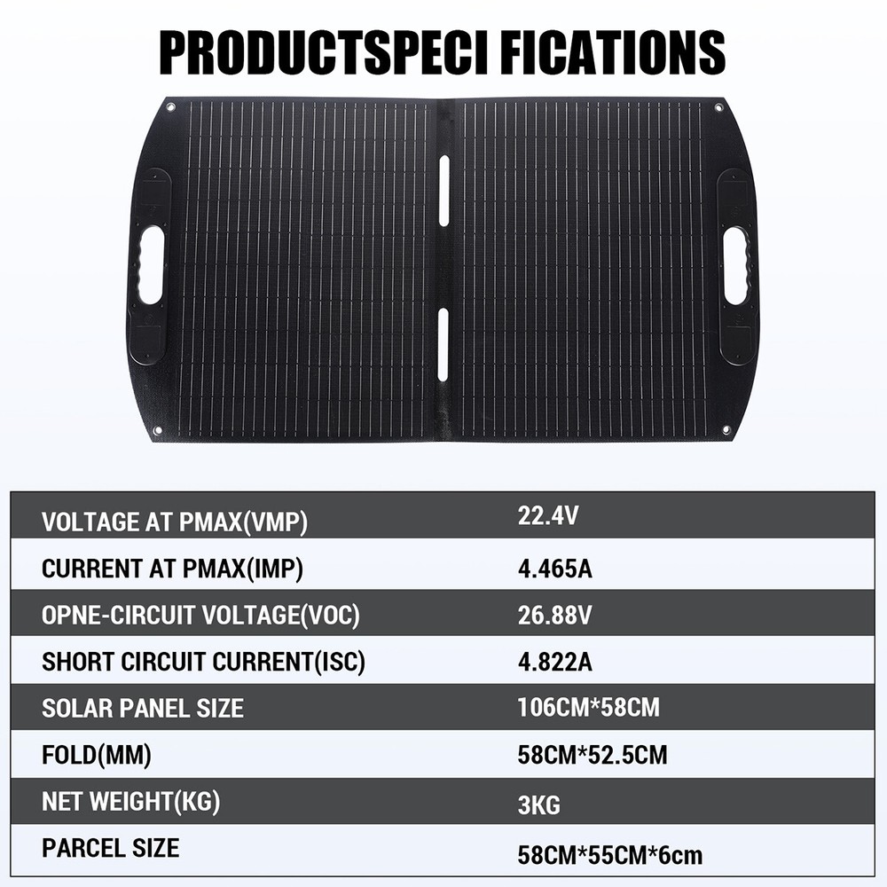 Portable Solar Panel 200W 100W 22V 23% Efficiency Foldable Solar Panel Kit