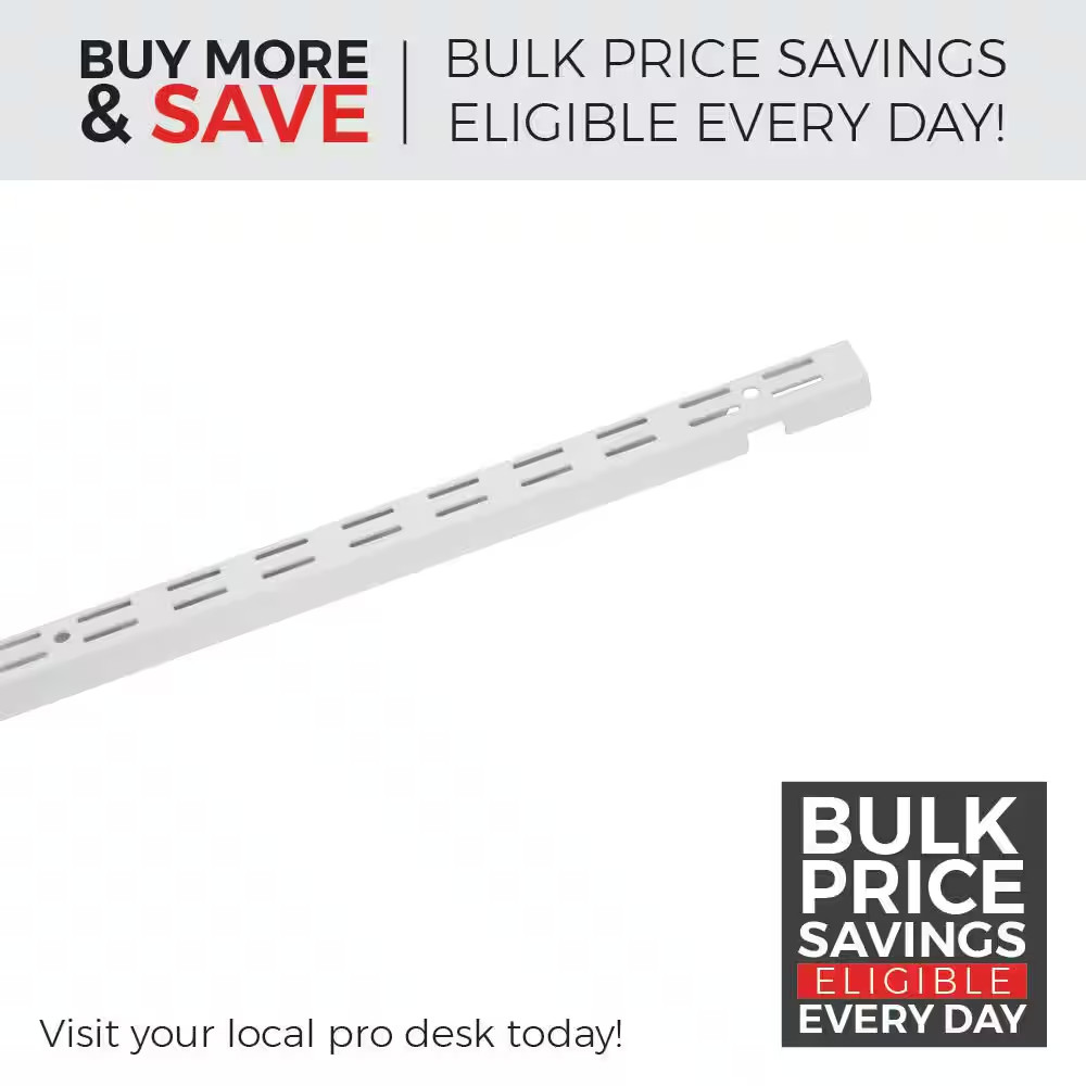 Shelftrack 30 In. L White Standard Support Bracket Shelf Track