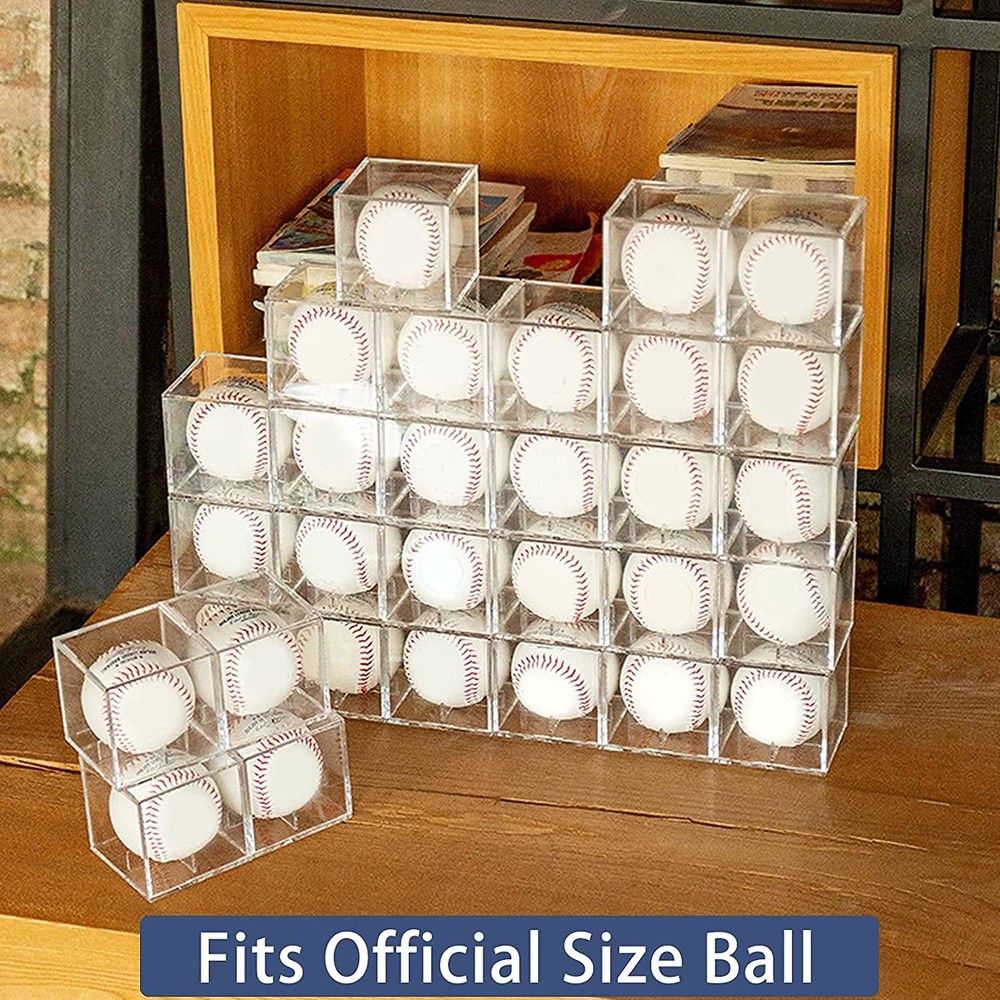 Baseball Display Case, UV Protected Acrylic Cube Holder 1pack, Clear