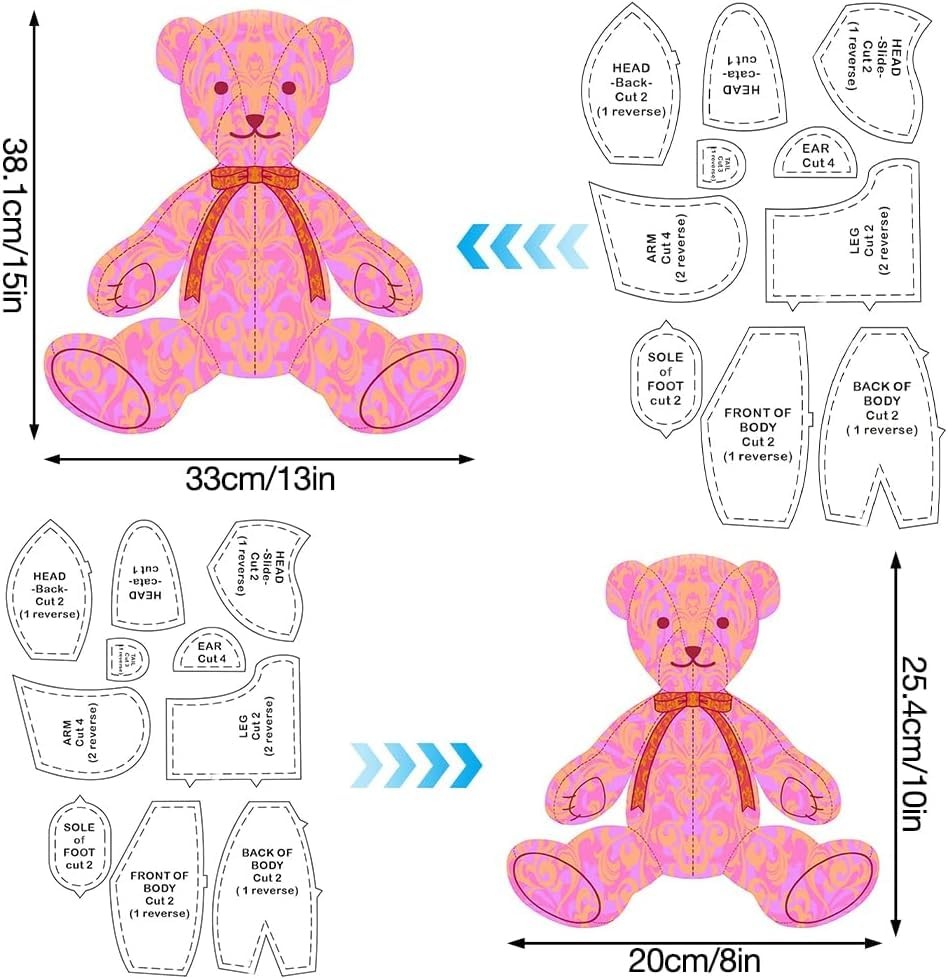 Memory Bear Template Ruler Set With Small, Medium, Large, A-12inch
