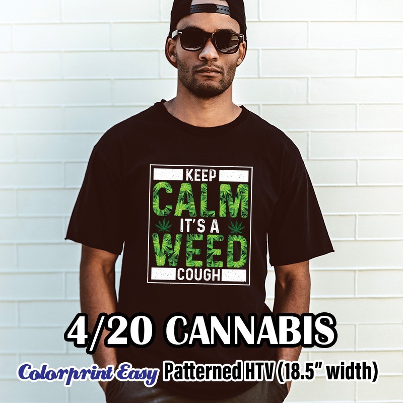 18.5" ROLL  4/20 Patterned Heat Transfer Vinyl (Cannabis patterns)