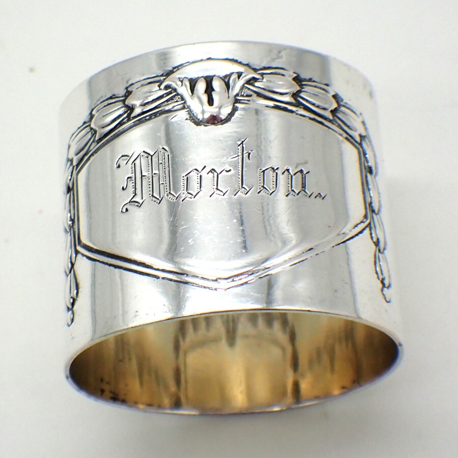 German Napkin Ring 800 Silver Inscribed Morton