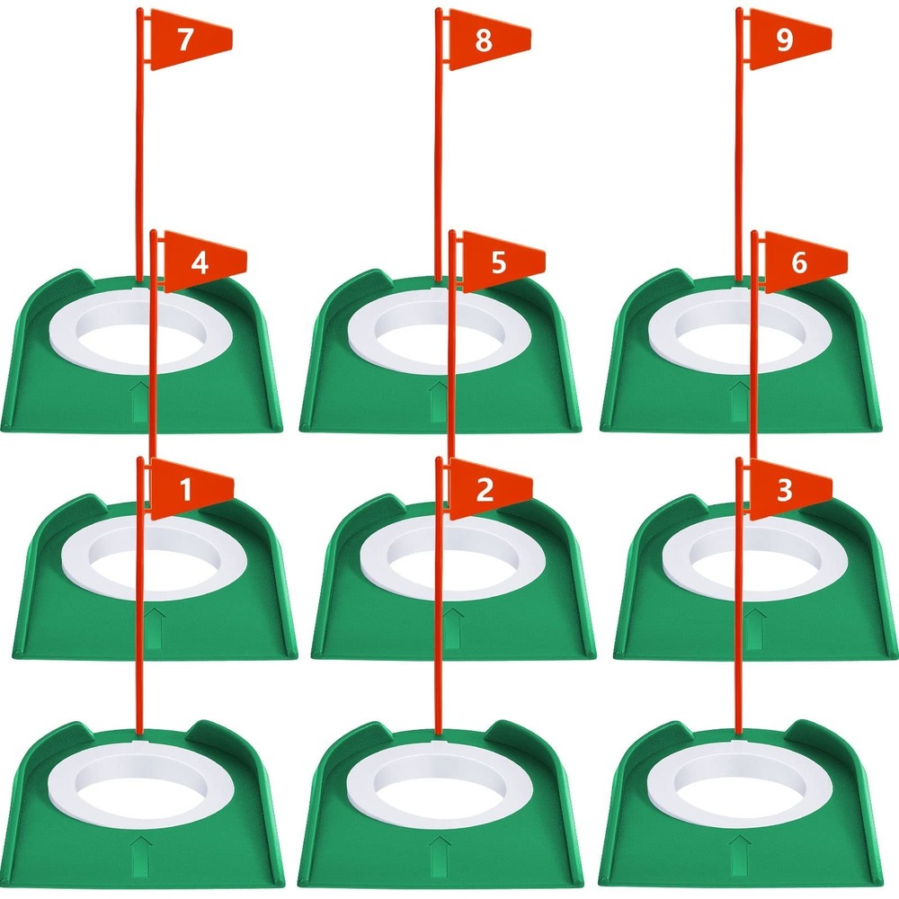 Sotiff 9 Pack Golf Putting Cup and Flag Plastic Golf Hole Training Aids Train...