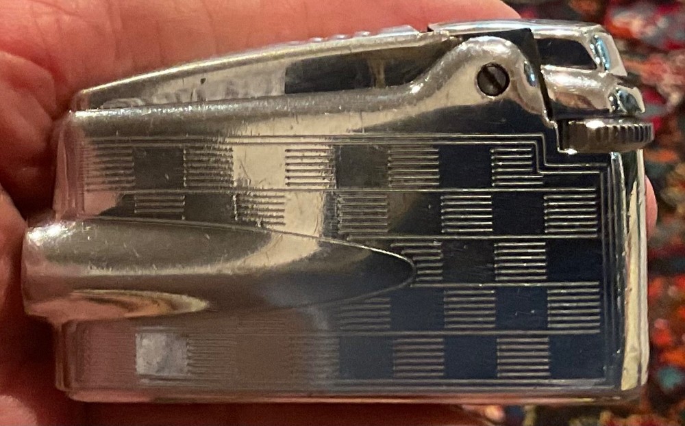 Vintage Ronson Premier Lighter / Serviced / checkerboard Pattern.