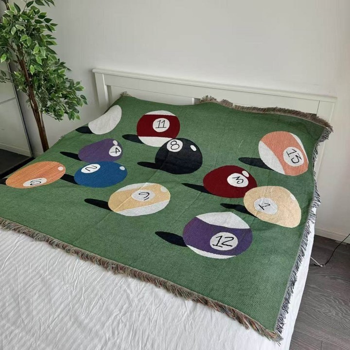 Billiard Pattern Woven Throw Blanket （51 × 63 inches）