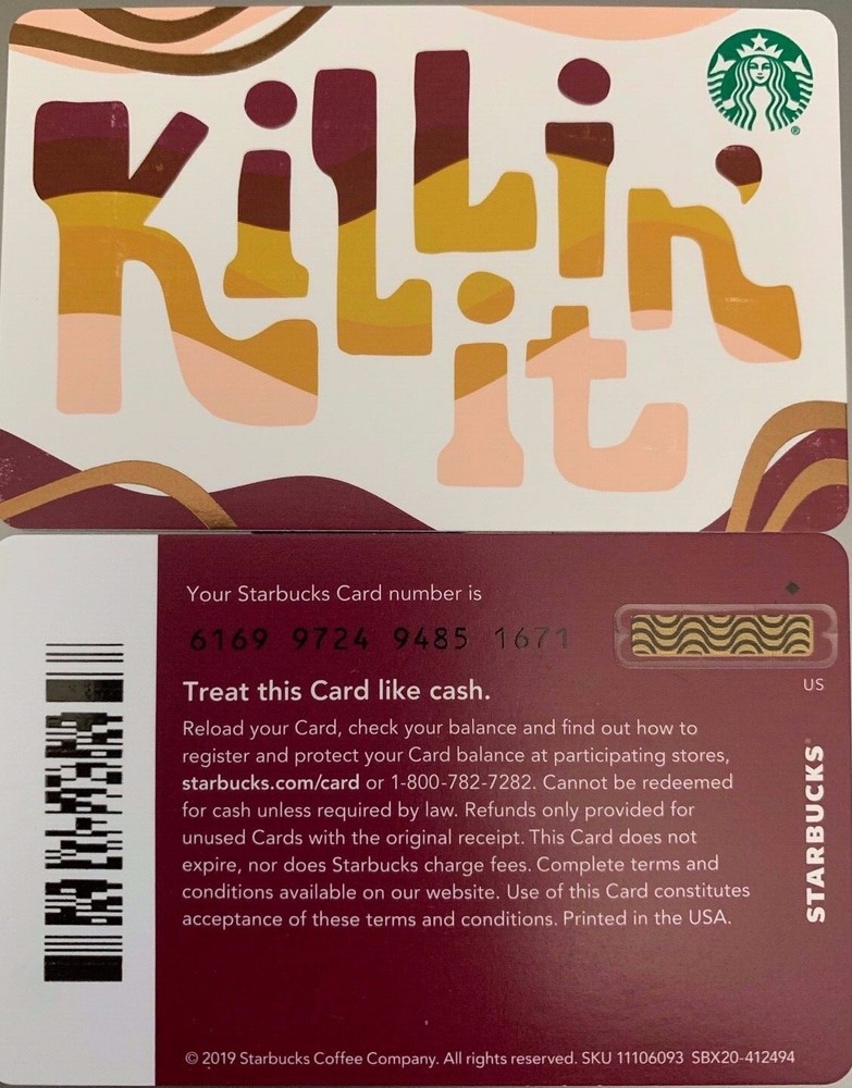2019 STARBUCKS "KILLIN IT!" GIFT CARD #6169 NO VALUE MINT