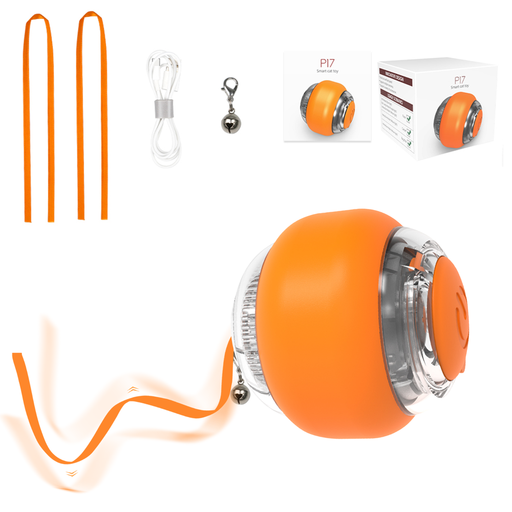 Interactive Cat Toy Balls w/ Ring Bell LED Ribbon Automatic Smart Bouncing Balls