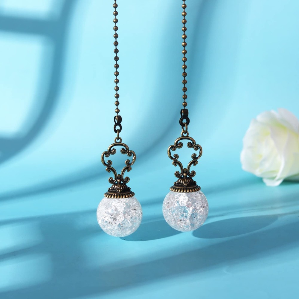 LONGSHENG - SINCE 2001 - Vintage 2PCS White Ceiling Fan Pull Chain Pull Chain...