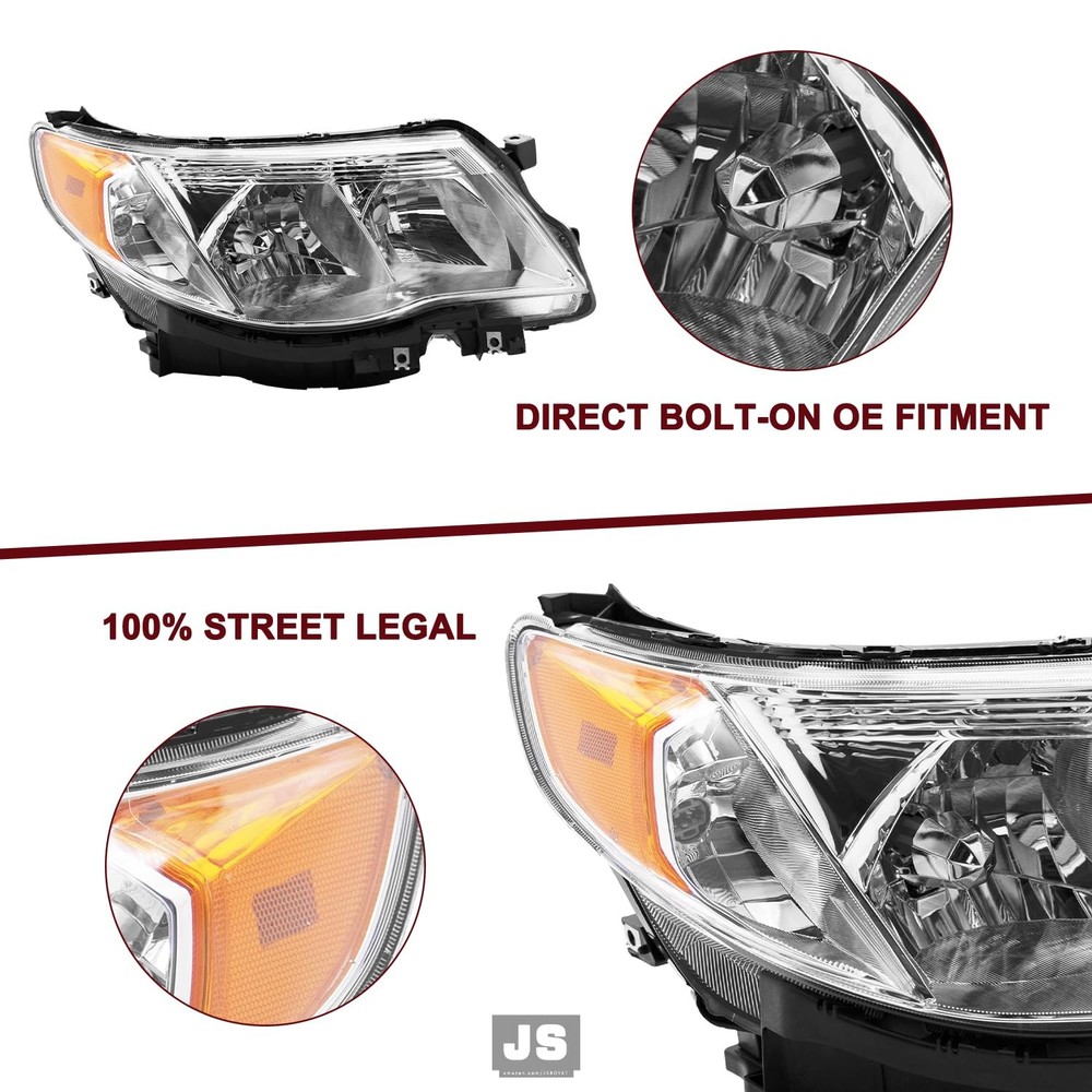 Forester 2009-2013 Halogen Headlight Assembly Right Side Chrome Housing