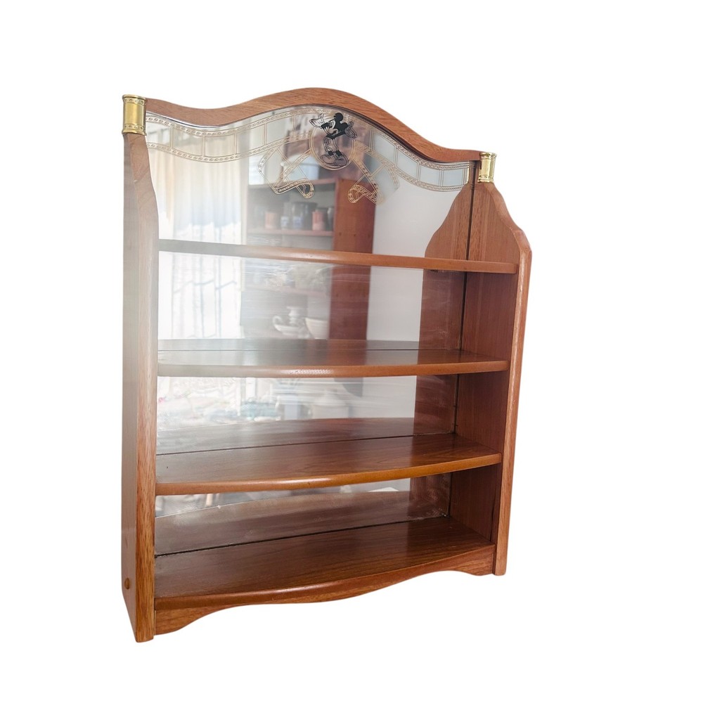 DISNEY Vintage Mickey Mouse - Lenox Mirror Display Shelf - Solid Hardwood