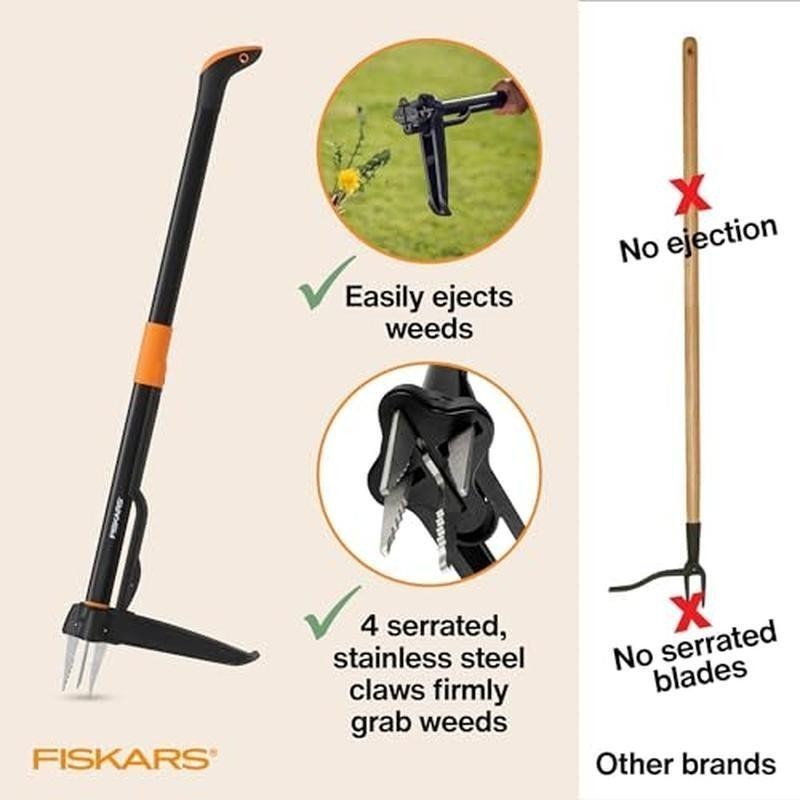 4-Claw Weeding Tool Long Handle Easy-Eject Manual Weed Remover Garden Tool New