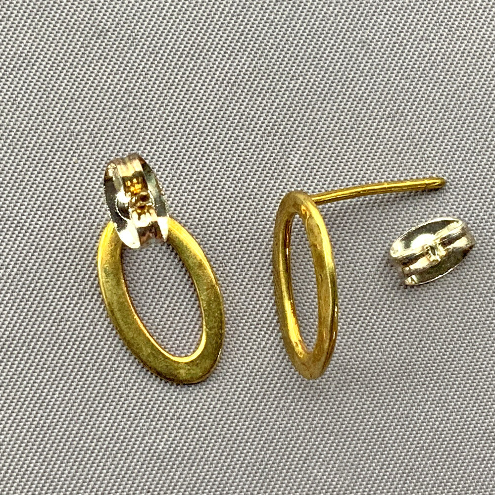 Hammered Oval Post Earrings 14x8mm Solid Brass Q6 Pair Per Pkg