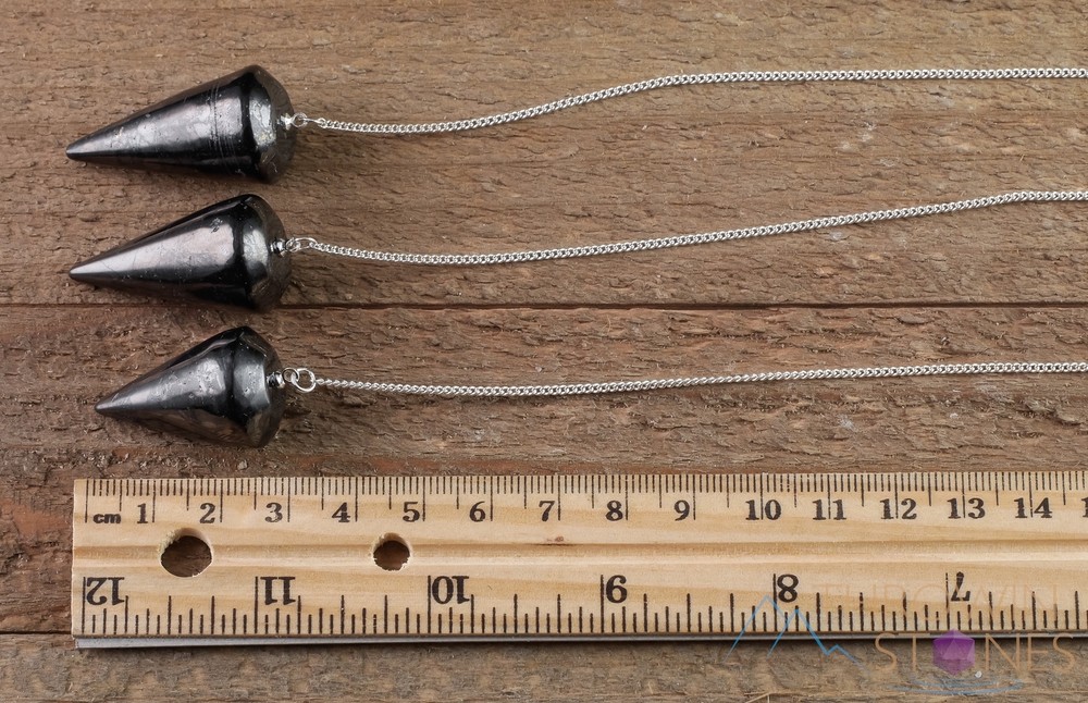 SHUNGITE Crystal Pendulum - Divination, Metaphysical, EMF Protection, E1413
