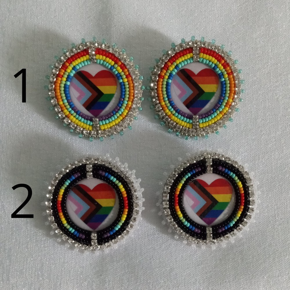 Native Beadwork - Handmade Beaded Earrings (Glittering Rainbow)
