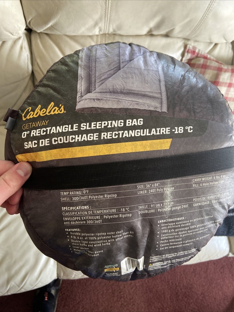 Cabela's Zero Degree Getaway Rectangle Sleeping Bag 36x84”