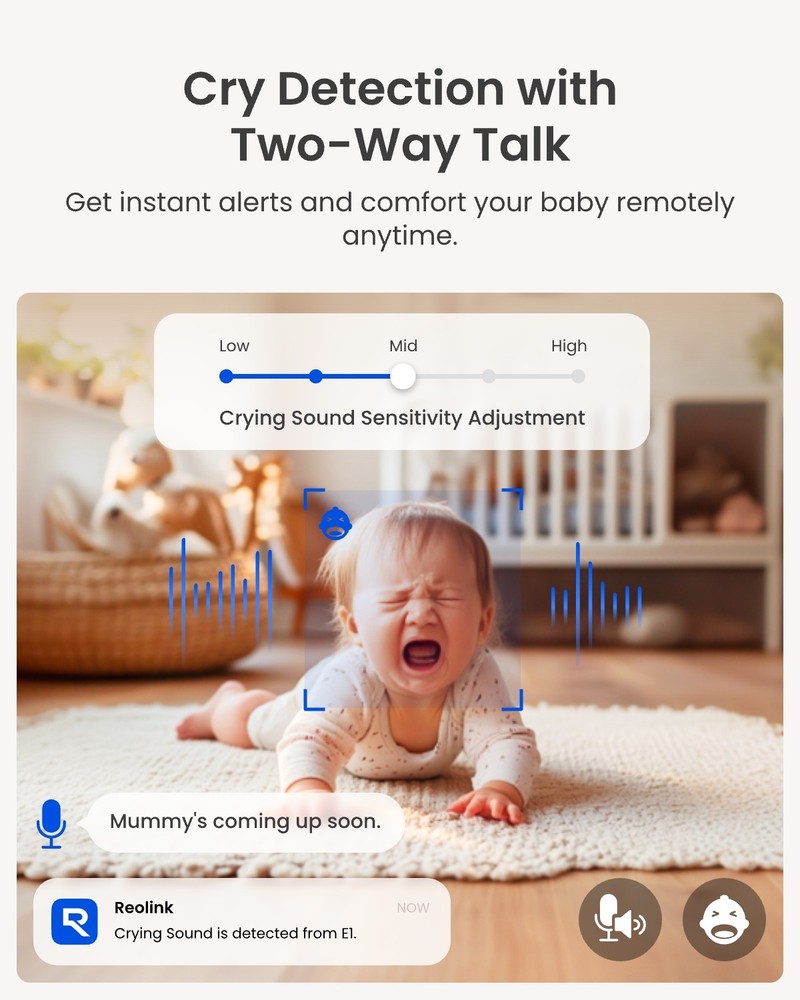 Reolink E1 4MP 360° PT WiFi Security Camera Indoor Crying Detection AutoTracking