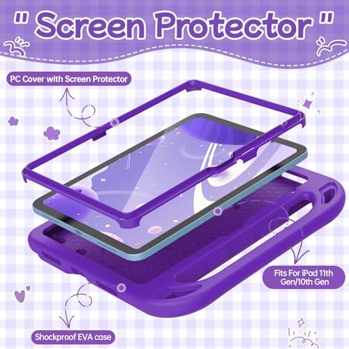 Case for iPad 11th/10th Generation with Shockproof Handle and Stand