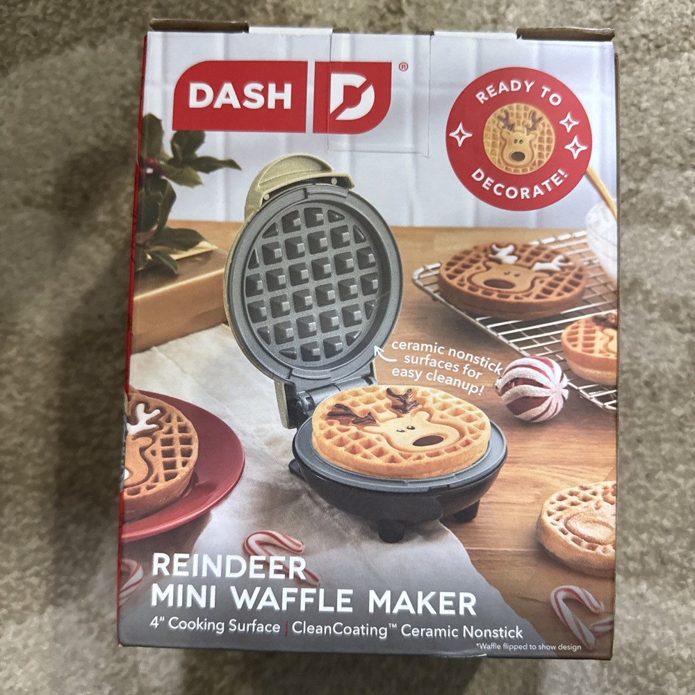 DASH Reindeer Mini Waffle Maker 4 Inch Nonstick